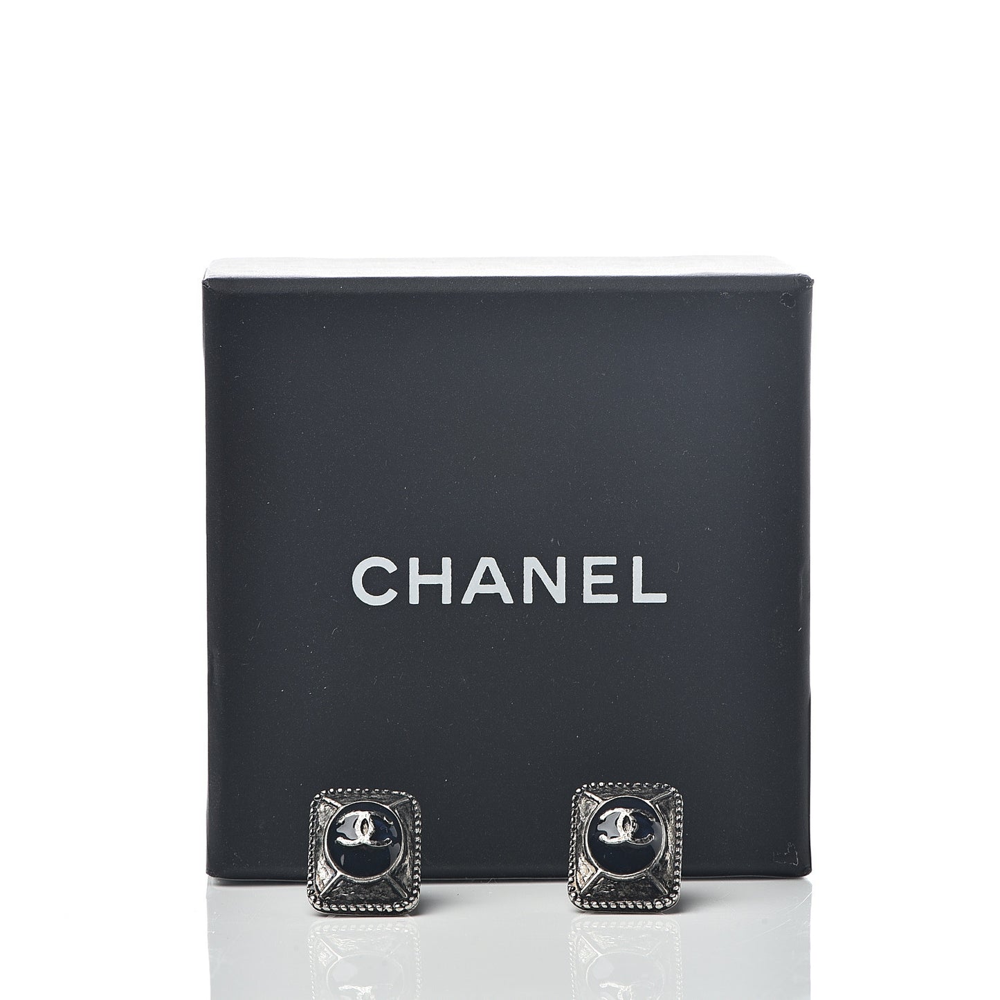 Ruthenium Enamel CC Earrings Blue