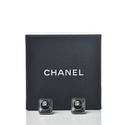 Chanel Ruthenium Enamel CC Earrings Blue 5 of 5
