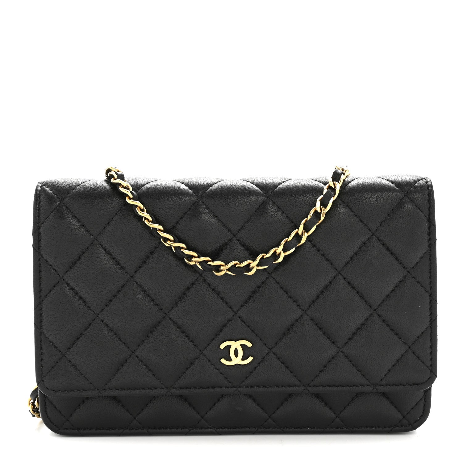 Chanel Lambskin Quilted Wallet On Chain WOC Black 1 of 15