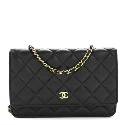 Chanel Lambskin Quilted Wallet On Chain WOC Black 1 of 15