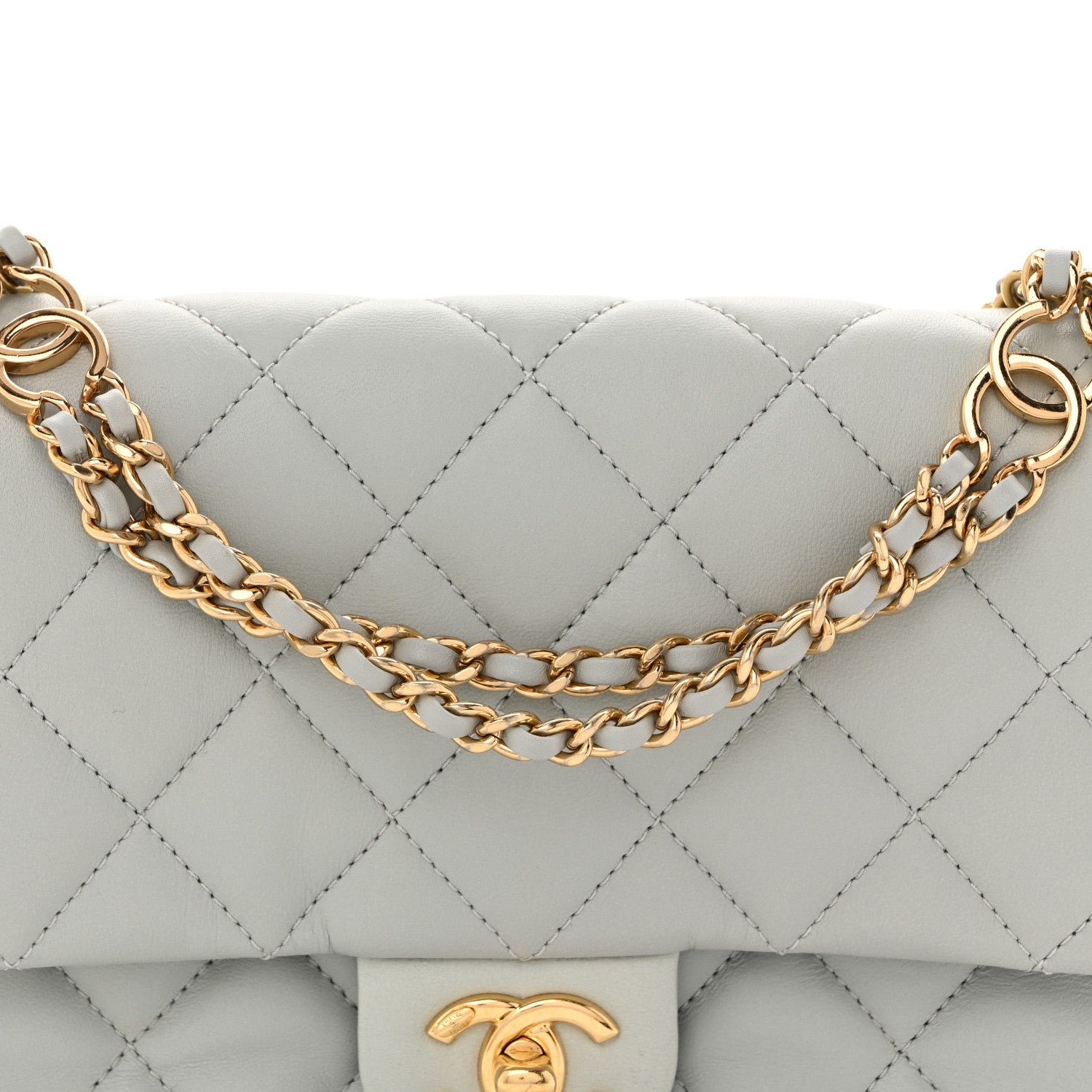 Chanel Lambskin Quilted Mini CC You Flap Light Grey 8 of 14