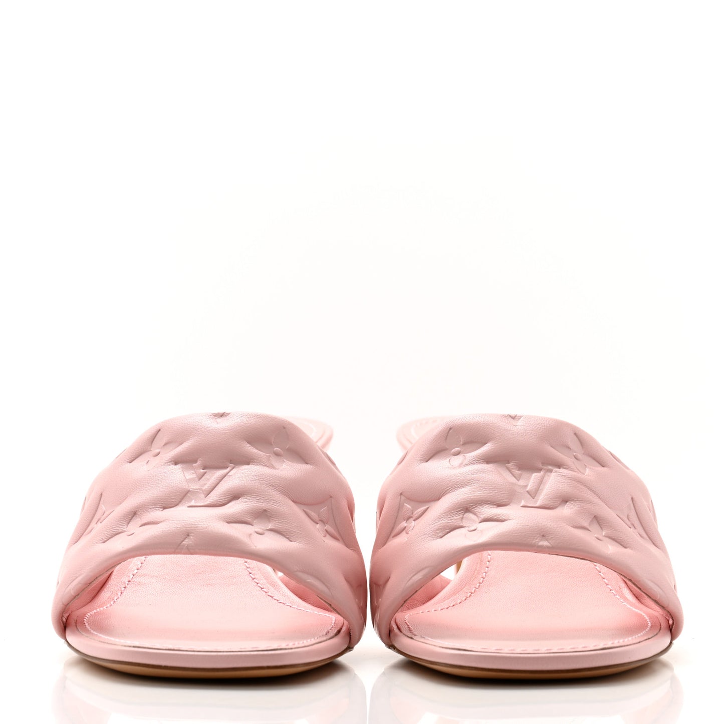 Lambskin Embossed Monogram Revival Mid Heel Mules 41 Rose Claire