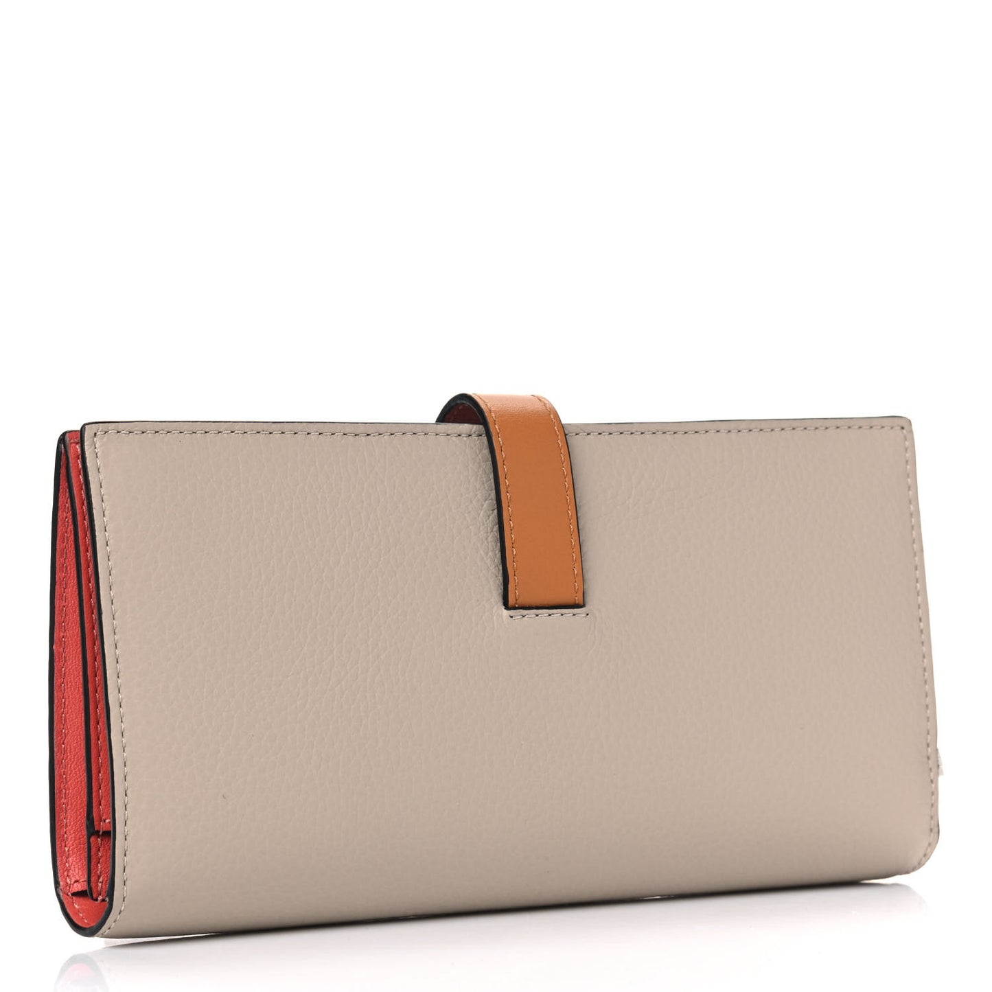 Grained Calfskin Large Vertical Wallet Light Oat