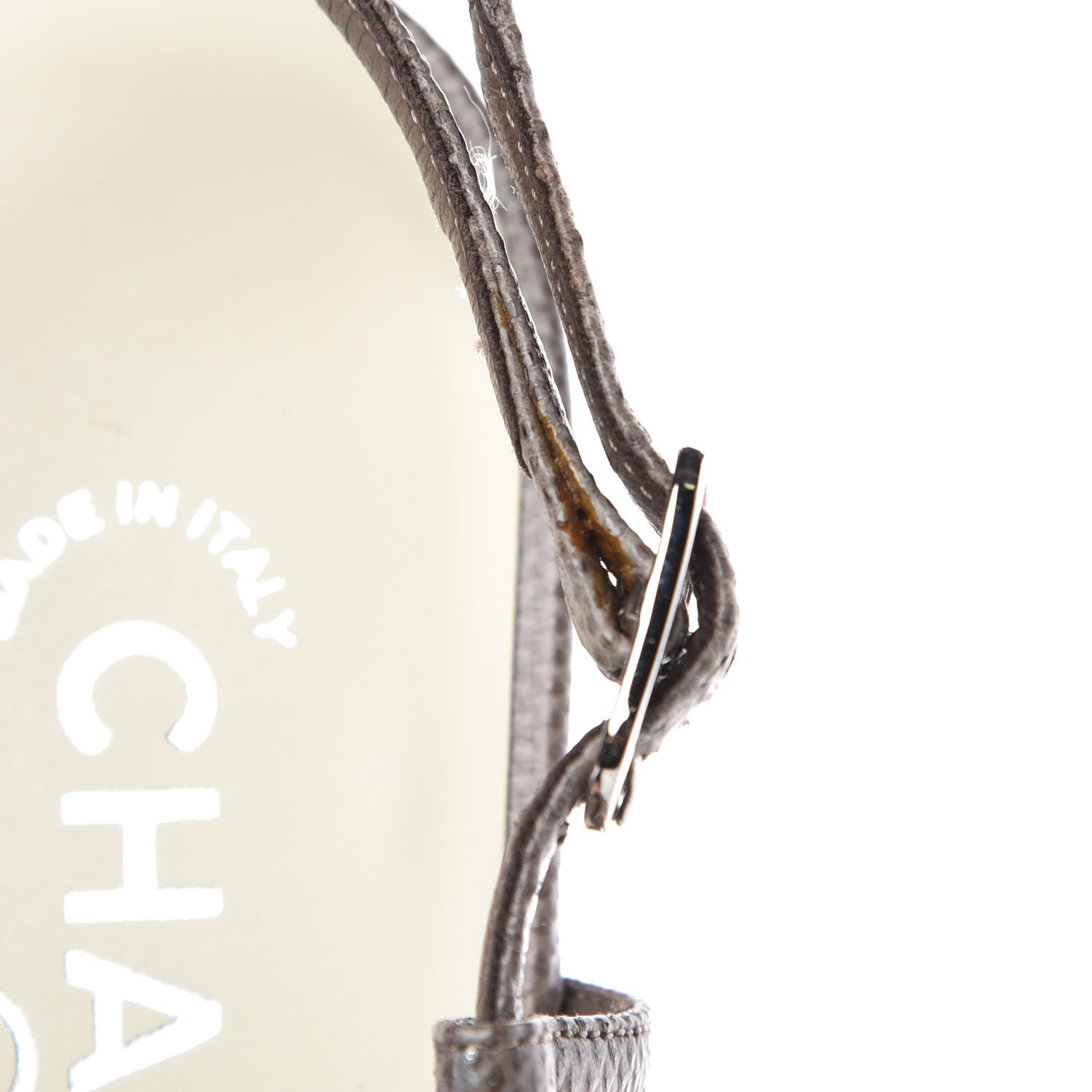 Chanel Lizard Grosgrain Cap Toe CC Slingback Sandals 40 Taupe 10 of 12