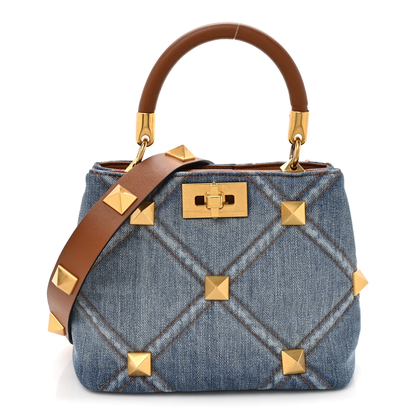 Denim Small Roman Stud The Handle Bag Light Denim Selleria