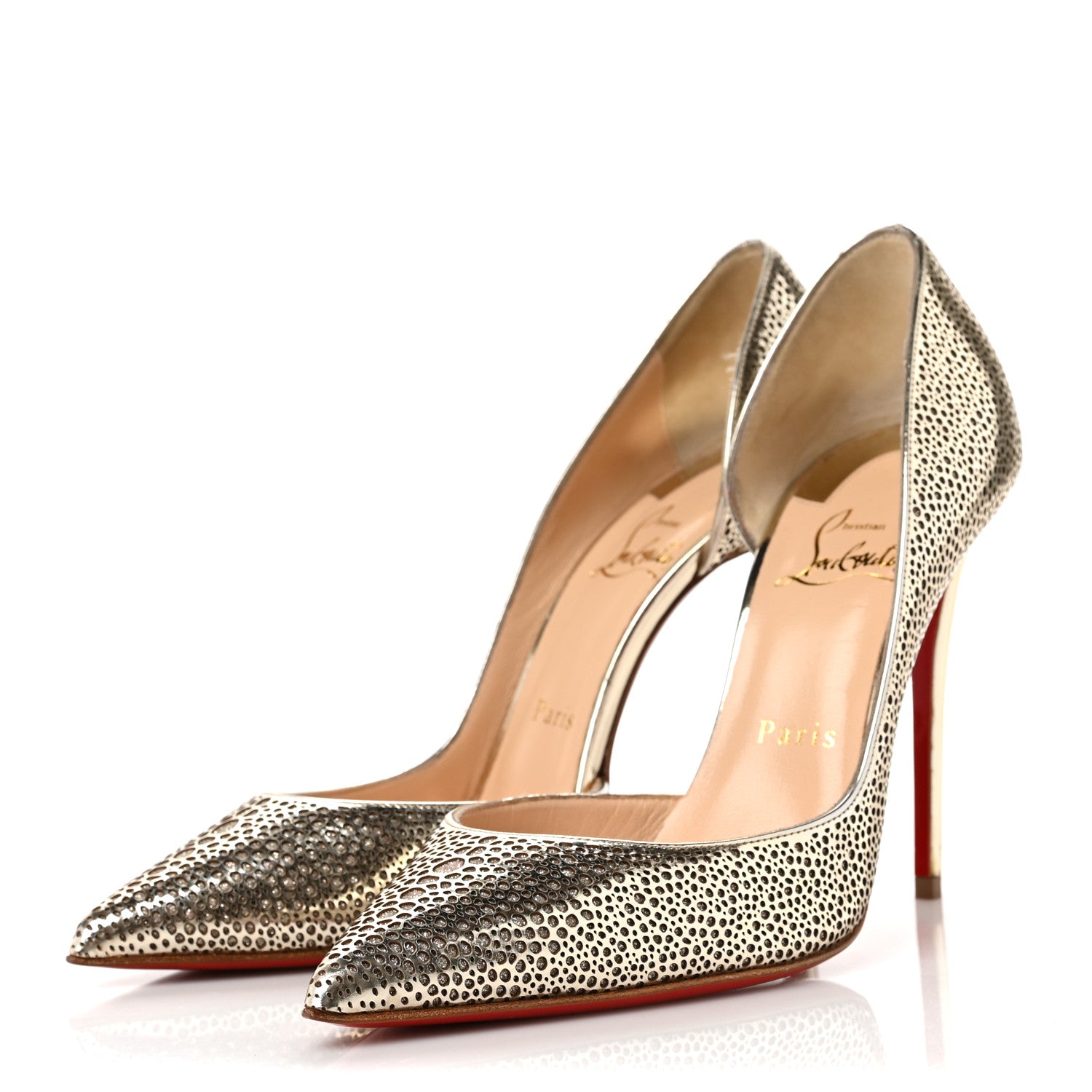 Christian Louboutin Patent Glitter Galupump 100 Pumps 37 Light Gold Ivory 3 of 10
