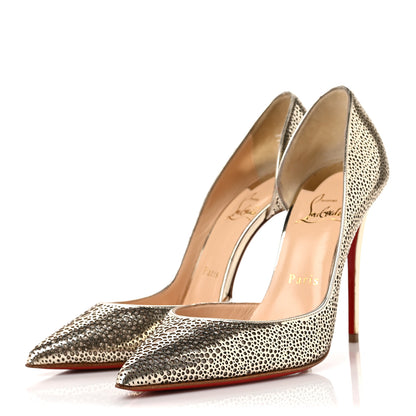 Christian Louboutin Patent Glitter Galupump 100 Pumps 37 Light Gold Ivory 3 of 10