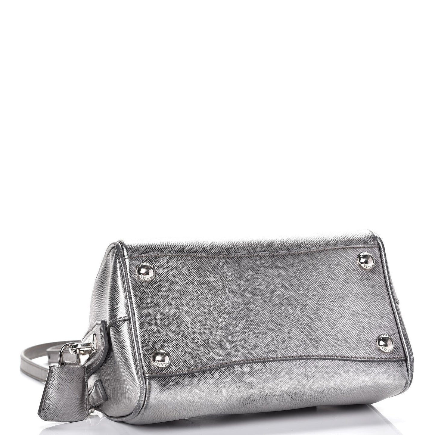 Metallic Saffiano Lux Bowler Silver