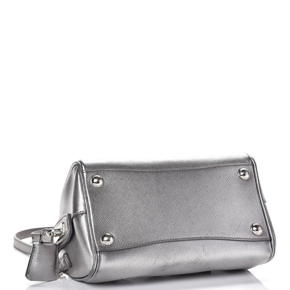Prada Metallic Saffiano Lux Bowler Silver 5 of 15