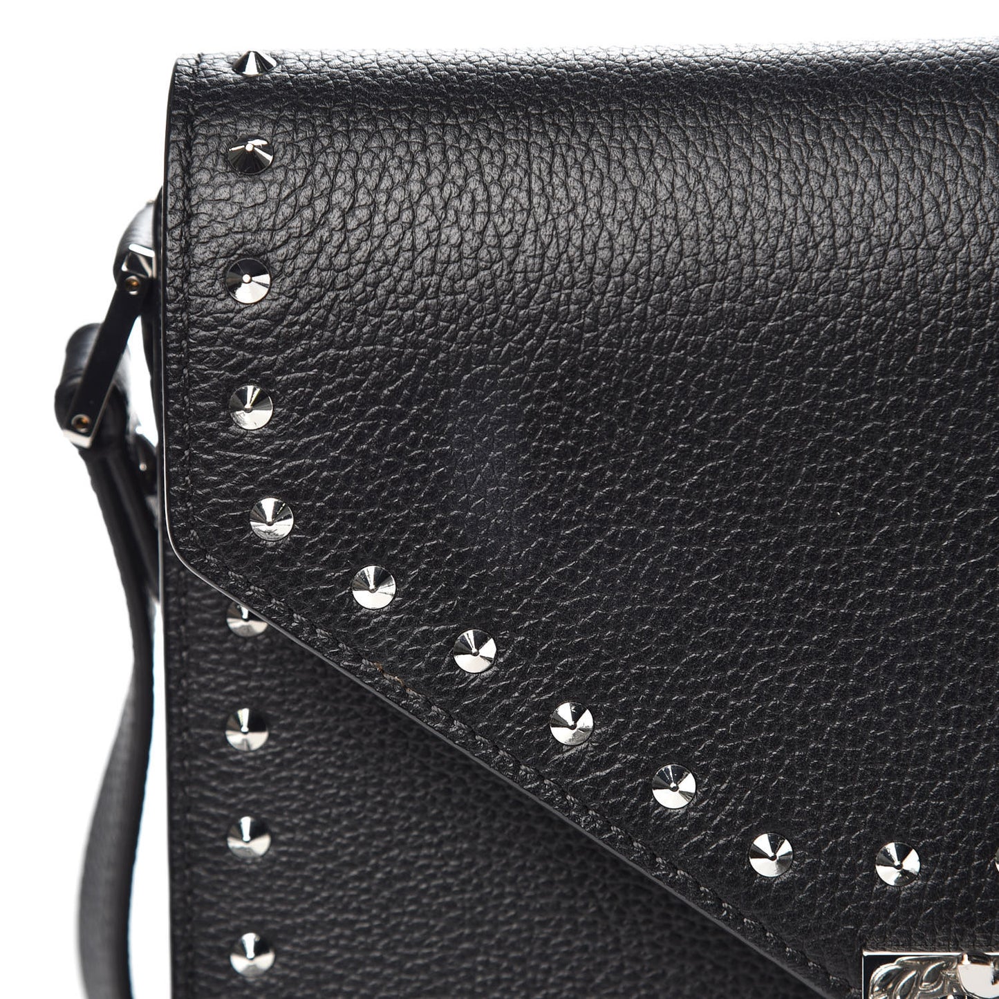 Calfskin Studded Outline Patricia Shoulder Bag Black
