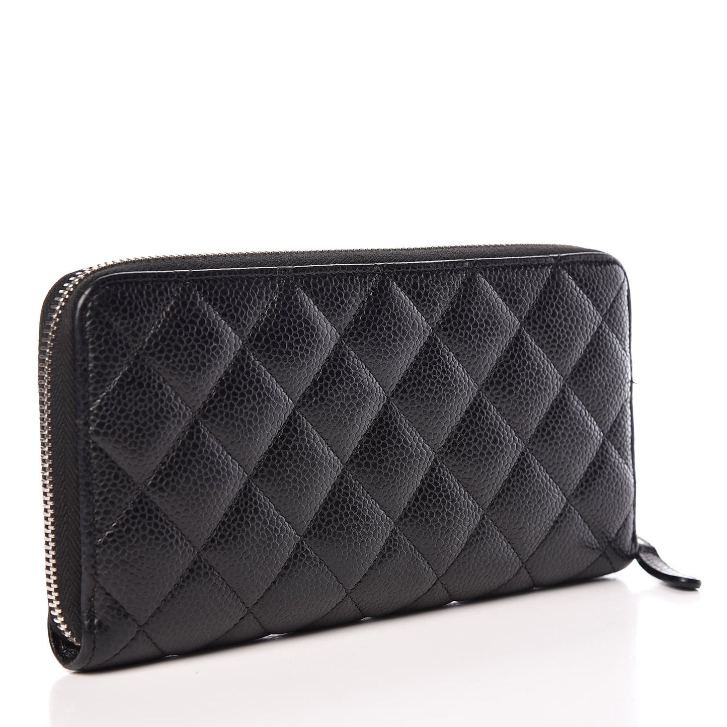 Caviar Quilted Large Gusset Zip Around Wallet Black