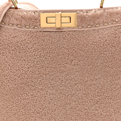 Fendi Curly Shearling Shiny Nappa Medium Peekaboo I SEE U Satchel Rosa Plaster 10 of 12