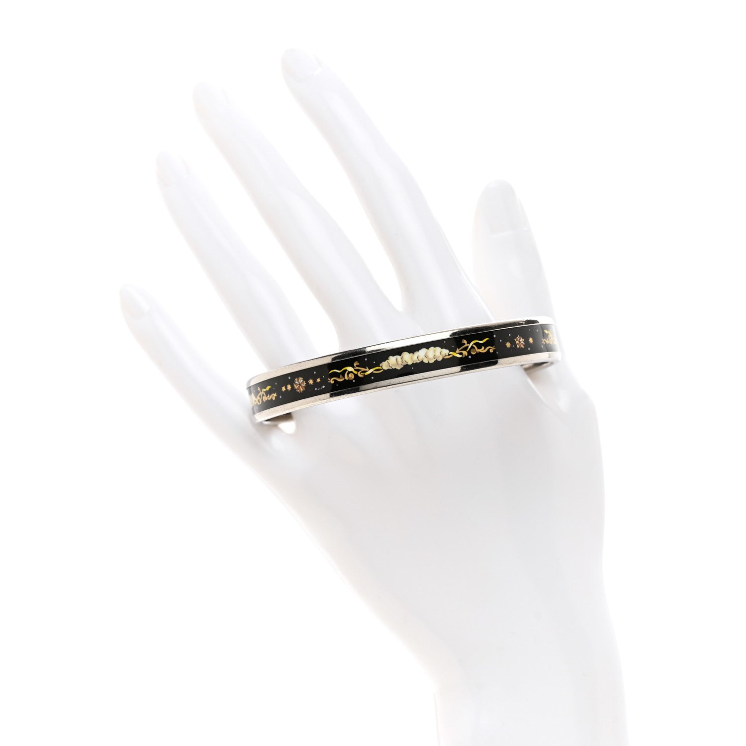 Hermes Enamel Printed Celestial Mythology Narrow Bracelet 70 Black 2 of 4