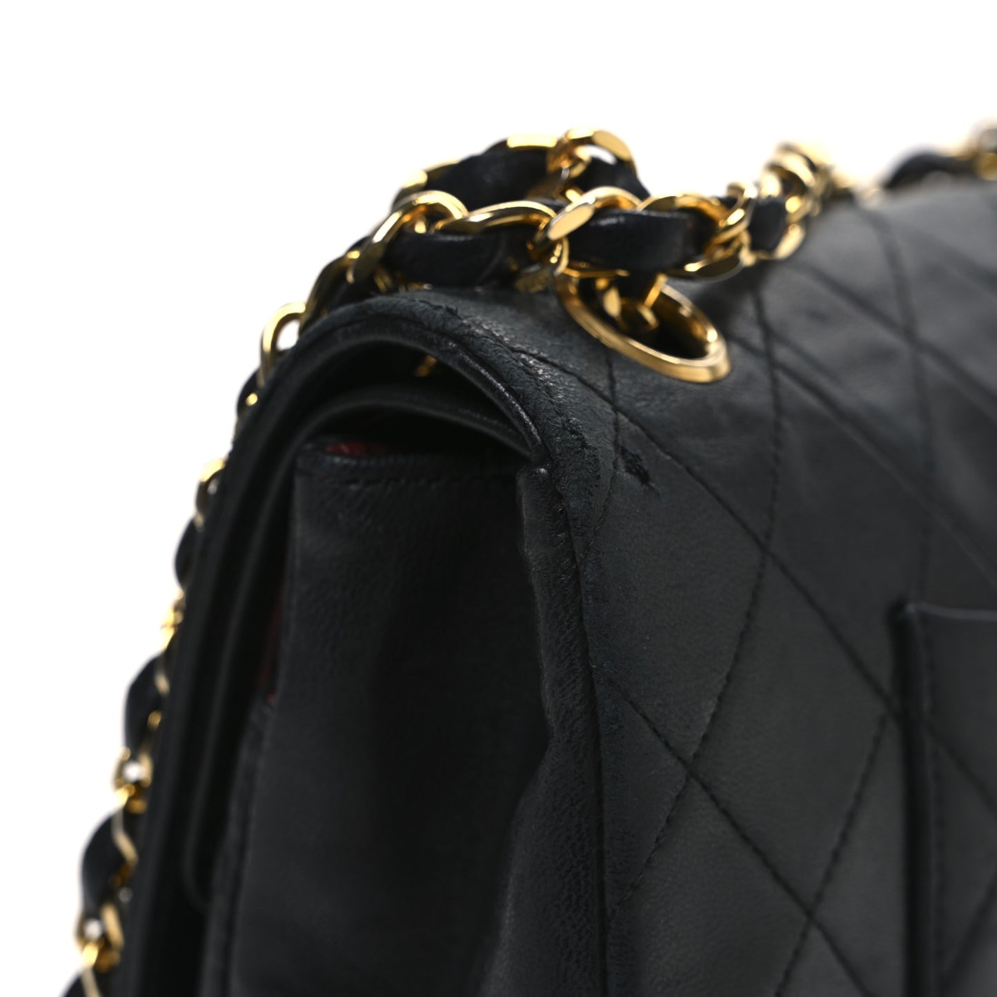 Lambskin Quilted Medium Double Flap Black