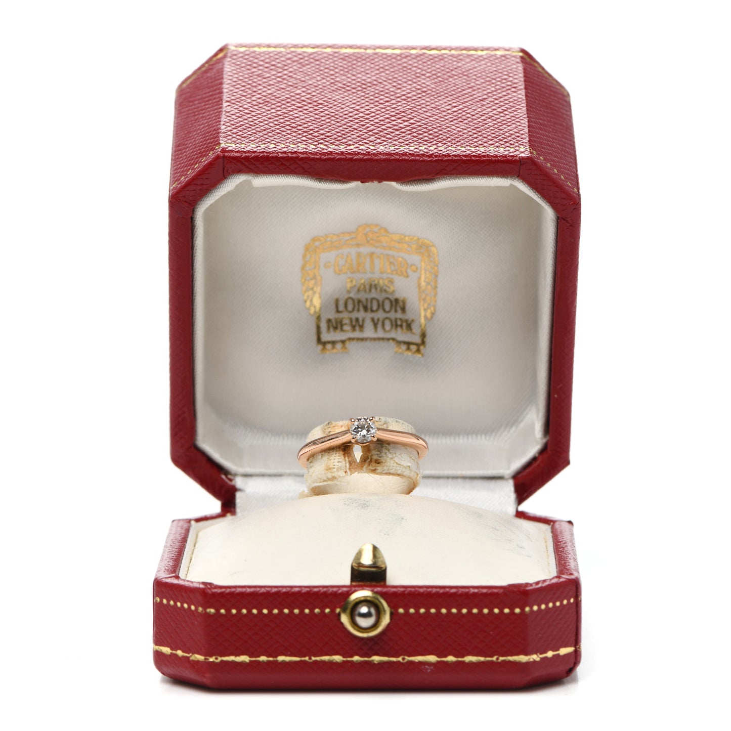 18K Pink Gold Diamond .21ct 1895 Solitaire Engagement Ring 50 5.25