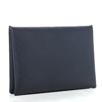 Hermes Epsom Verso Calvi Card Case Bleu Indigo Vert Amande 2 of 4