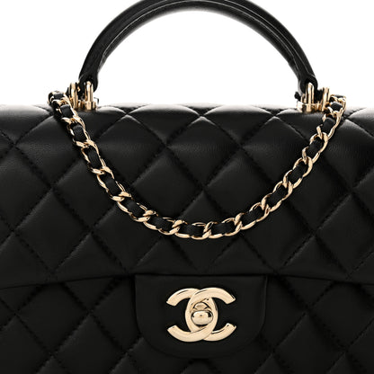 Chanel Lambskin Quilted Mini Top Handle Rectangular Flap Black 8 of 10