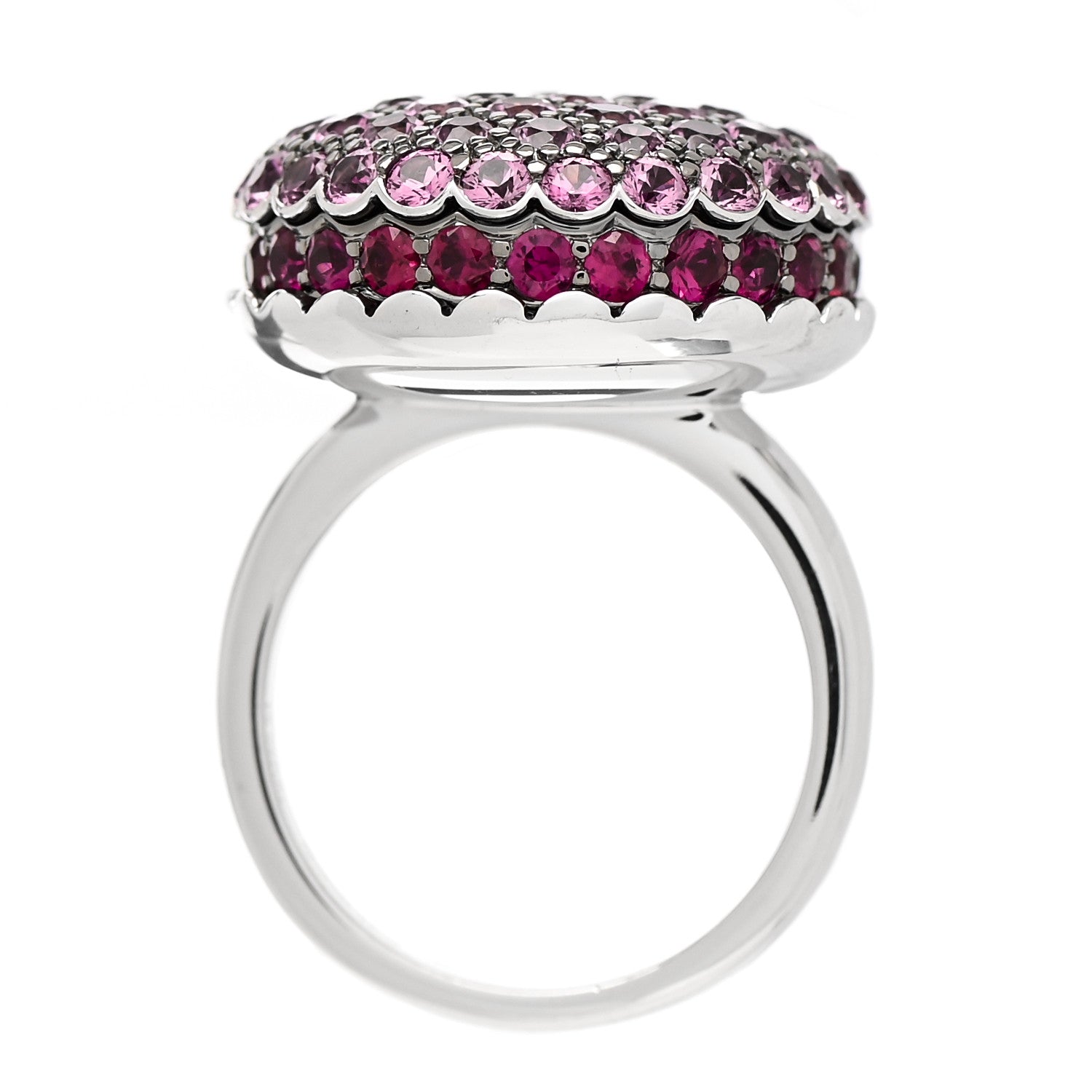 Boucheron 18K White Gold Ruby Pink Sapphire Macaron Ring 54 6.75 4 of 8