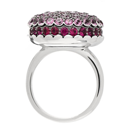 Boucheron 18K White Gold Ruby Pink Sapphire Macaron Ring 54 6.75 4 of 8