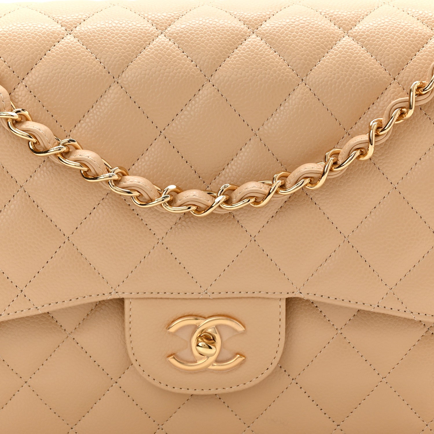 Chanel Caviar Quilted Jumbo Double Flap Beige Clair 8 of 11