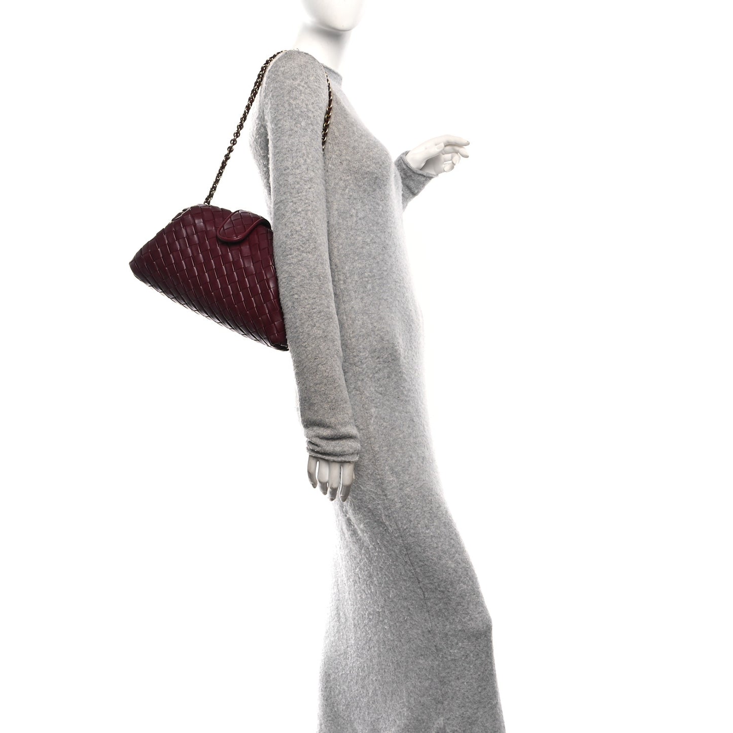 Nappa Intrecciato Small The Lauren 1980 Clutch With Chain Barolo