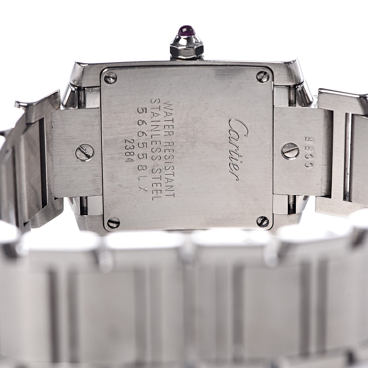Stainless Steel 20mm Tank Francaise Quartz Watch Raspberry