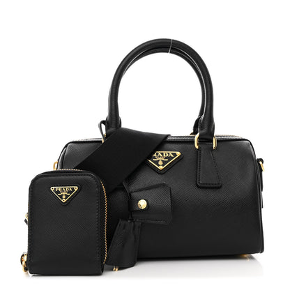 Prada Saffiano Lux Top Handle Crossbody Bag Black 3 of 11