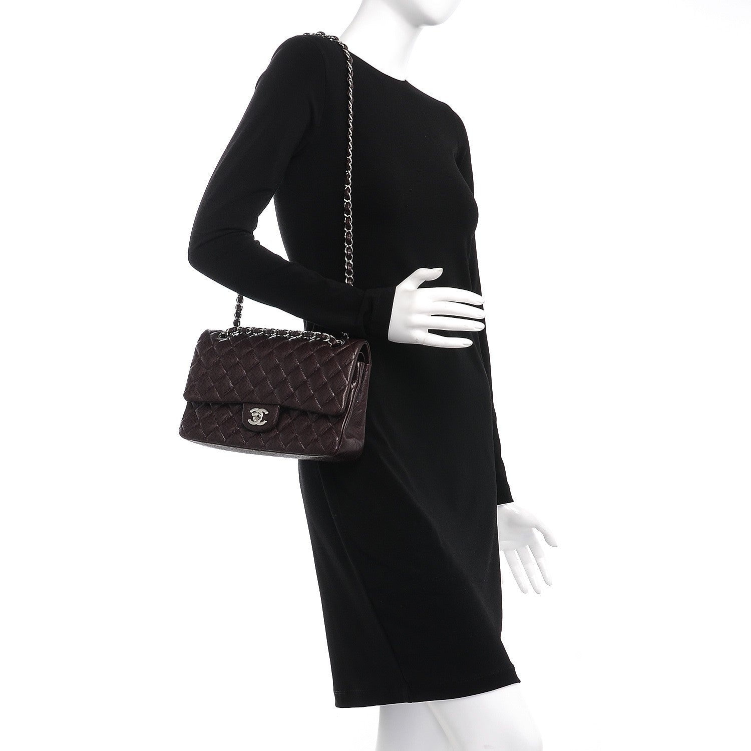 Chanel Caviar Quilted Medium Double Flap Burgundy 2 of 9