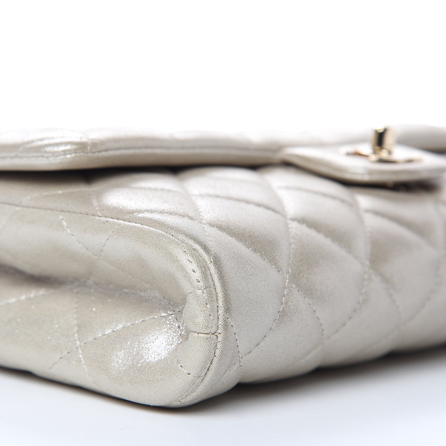 Chanel Metallic Lambskin Quilted Clutch With Chain Flap Gold 8 of 12