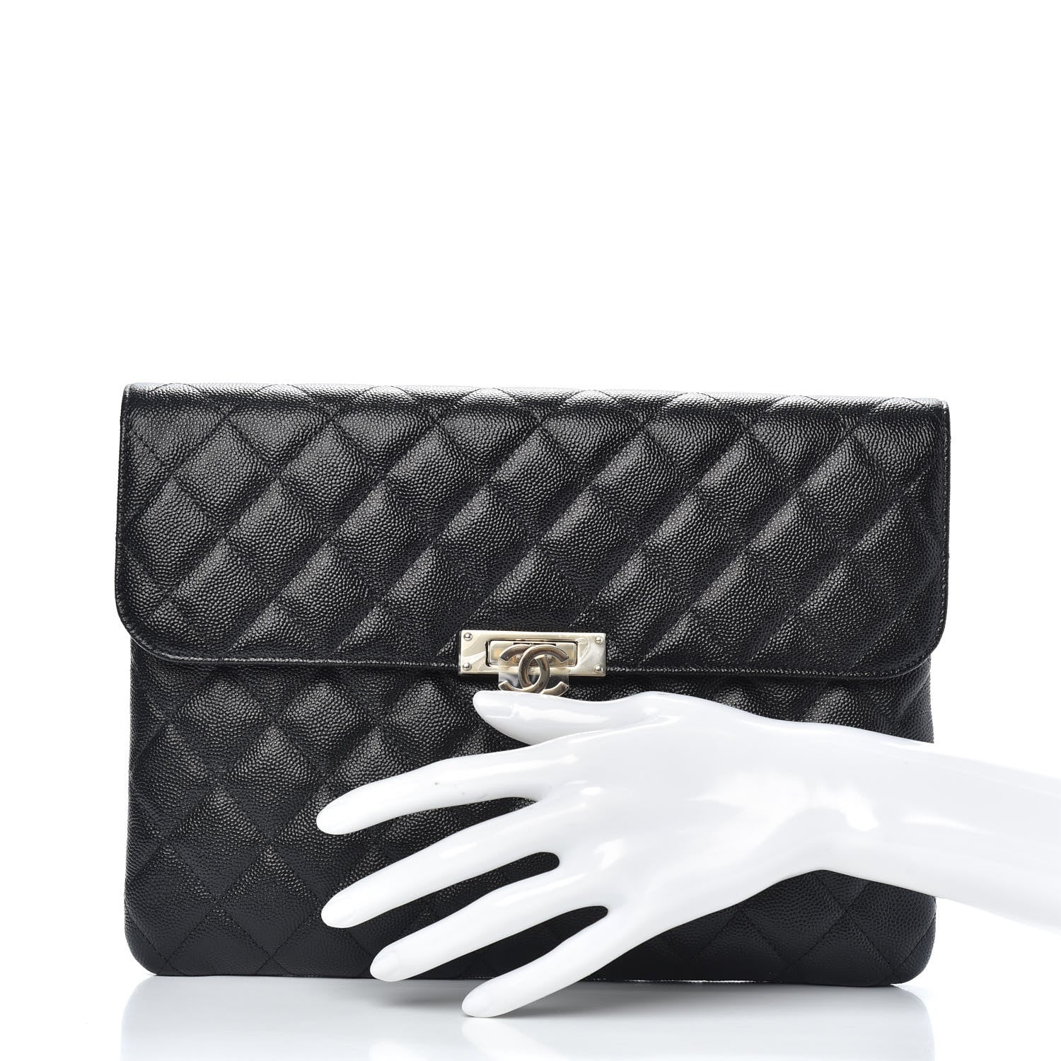 Chanel Caviar Quilted Medium Golden Class Pouch Black 2 of 9