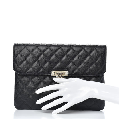 Chanel Caviar Quilted Medium Golden Class Pouch Black 2 of 9