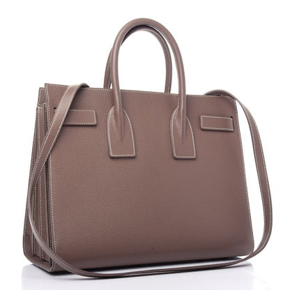 Saint Laurent Grained Calfskin Topstitch Small Classic Sac De Jour Taupe 3 of 12