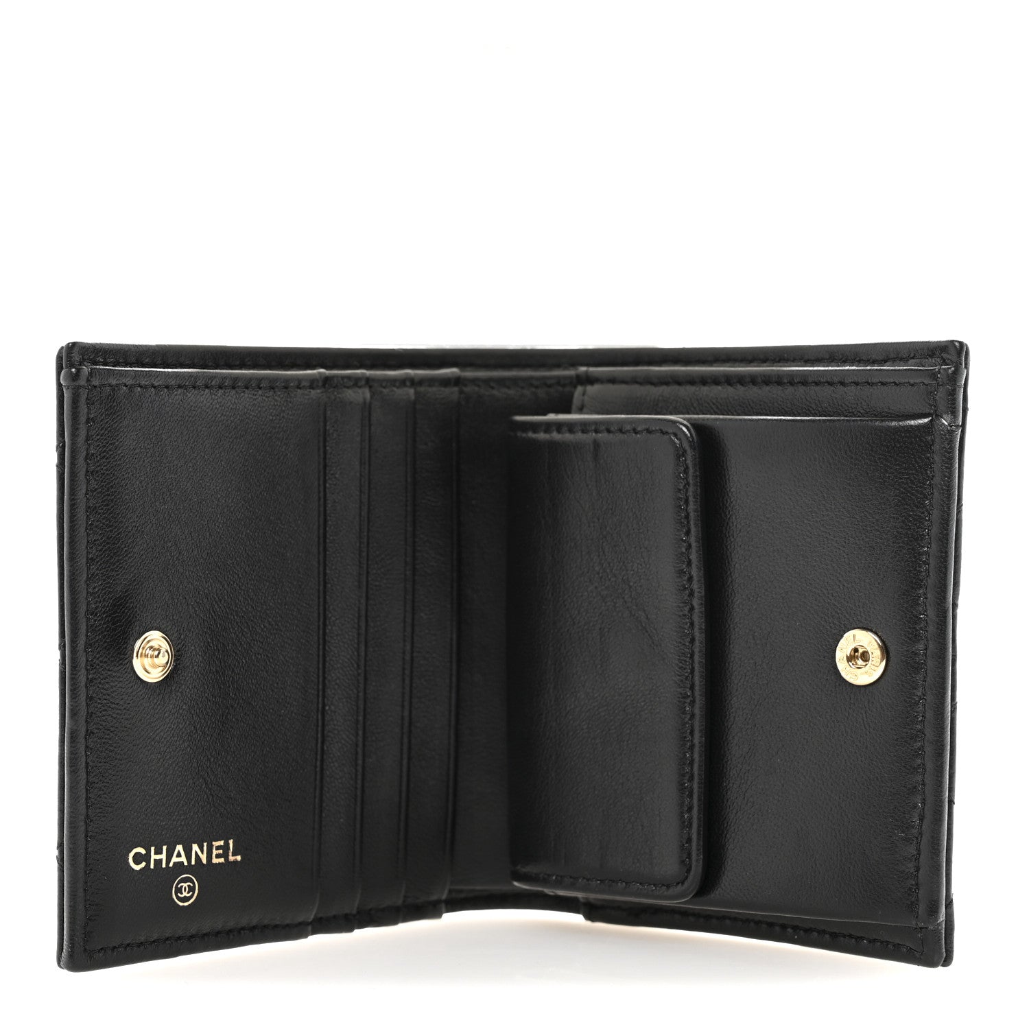 Chanel Lambskin Quilted CC Compact Bifold Wallet Black 5 of 8