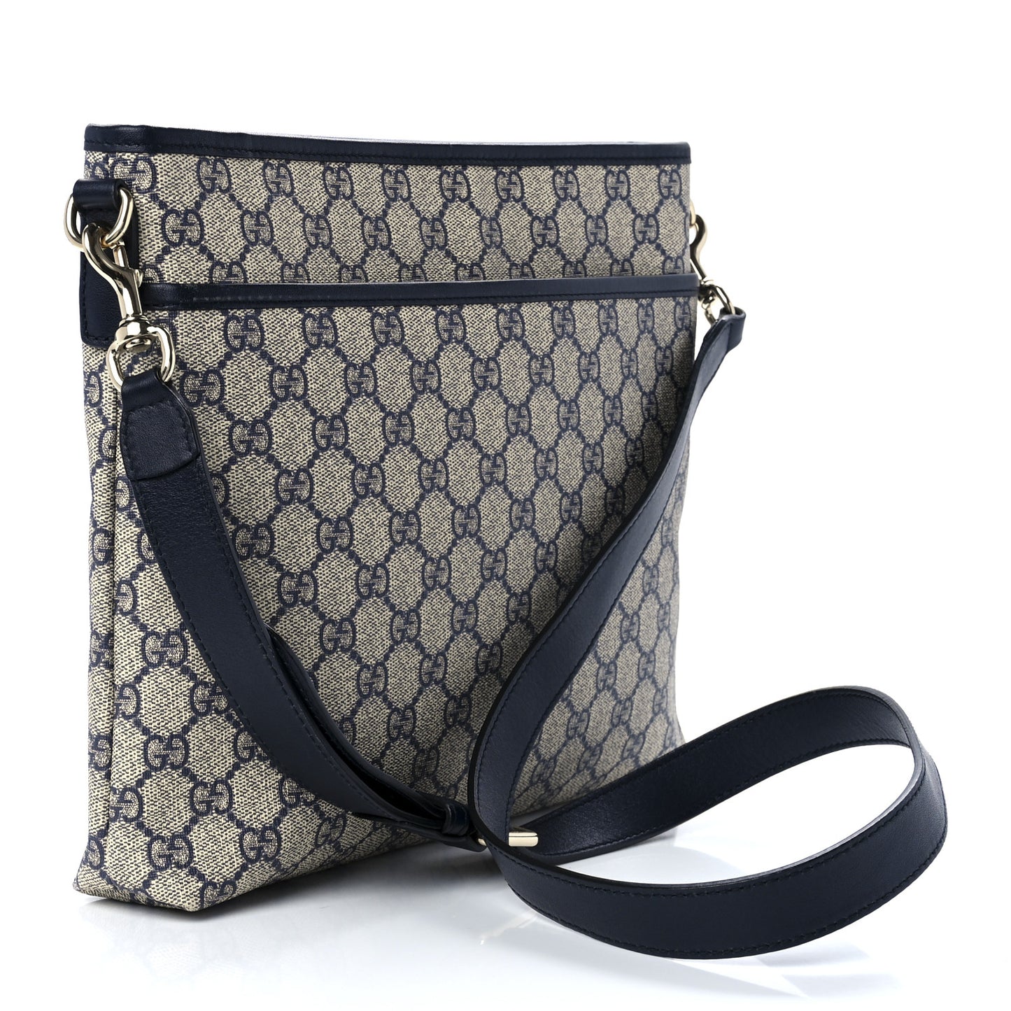 GG Plus Monogram Medium Flat Messenger Bag Navy