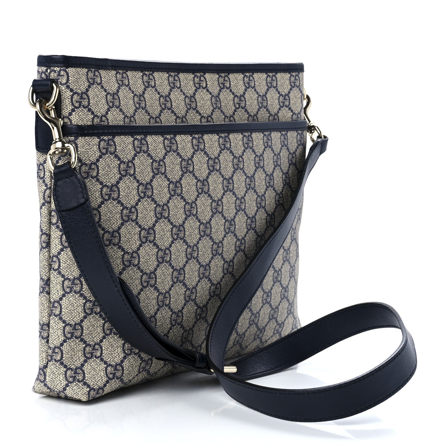 Gucci GG Plus Monogram Medium Flat Messenger Bag Navy 3 of 13