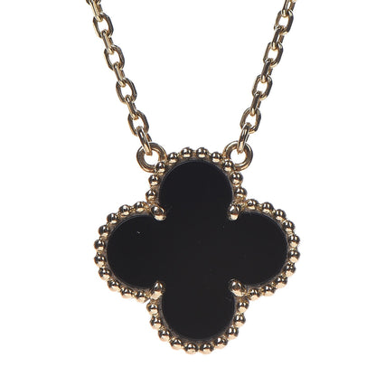 Van Cleef & Arpels 18K Yellow Gold Black Onyx Vintage Alhambra Pendant Necklace 4 of 7