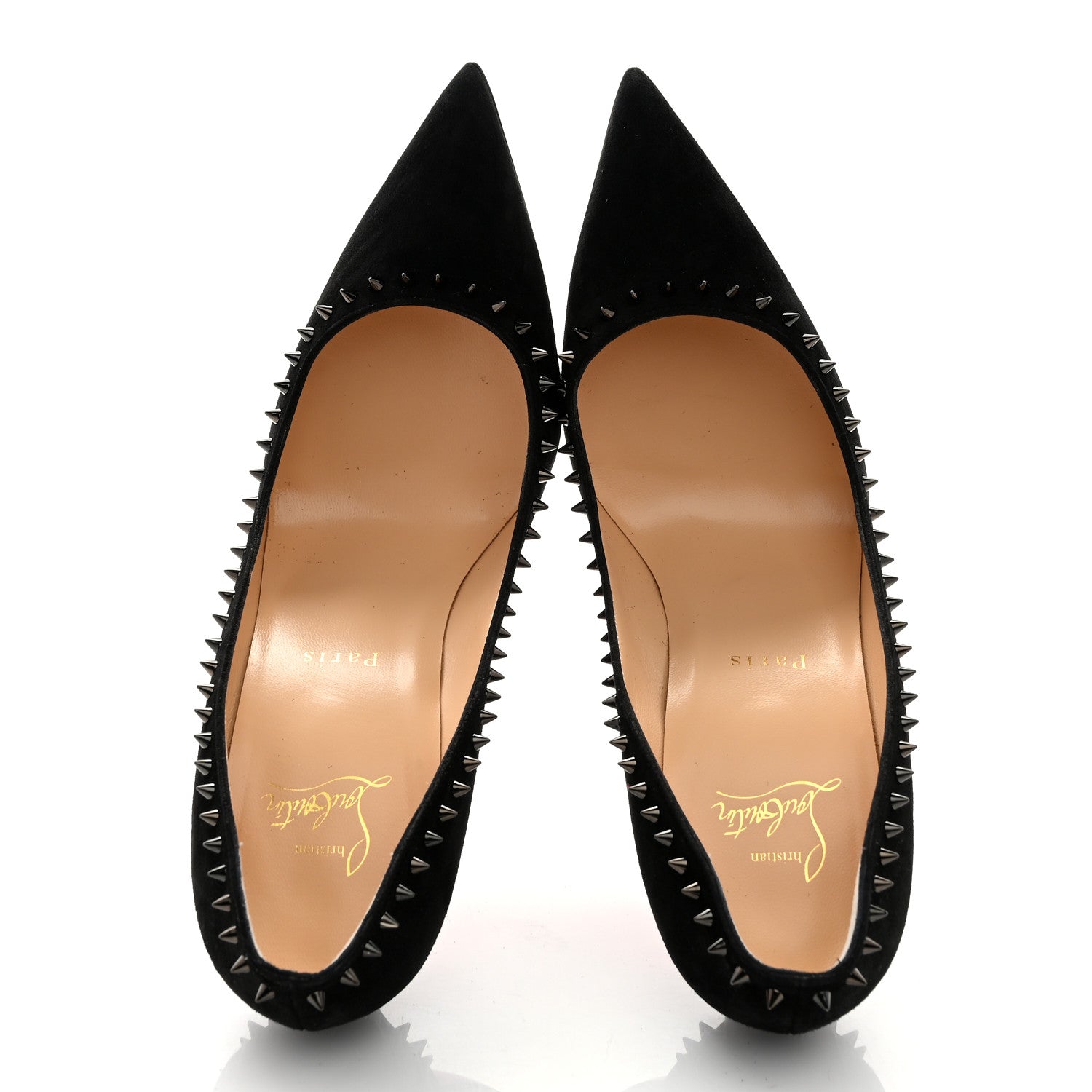 Christian Louboutin Suede Studded Anjalina 100 Pumps 38.5 Black 6 of 9