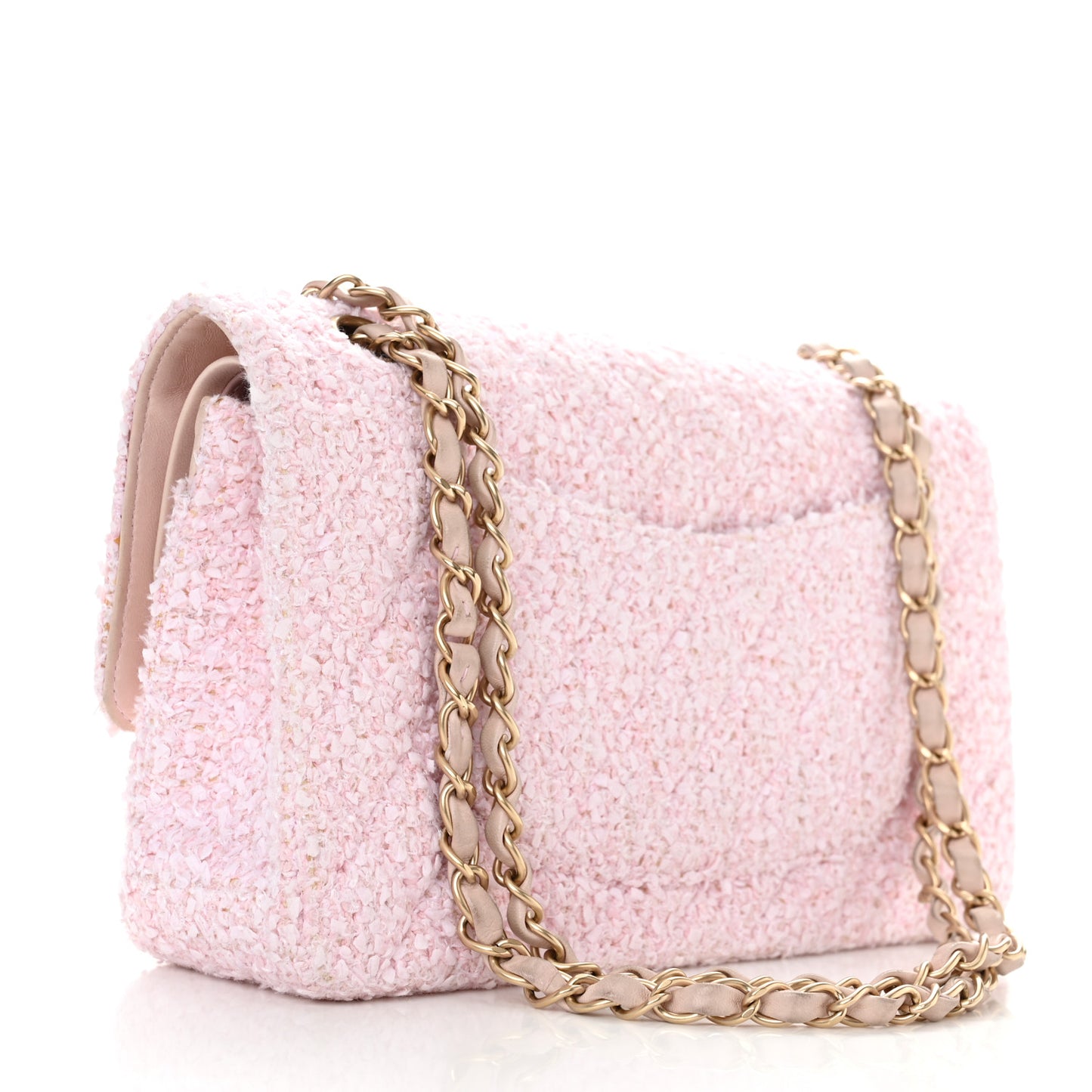 Tweed Medium Double Flap Pink