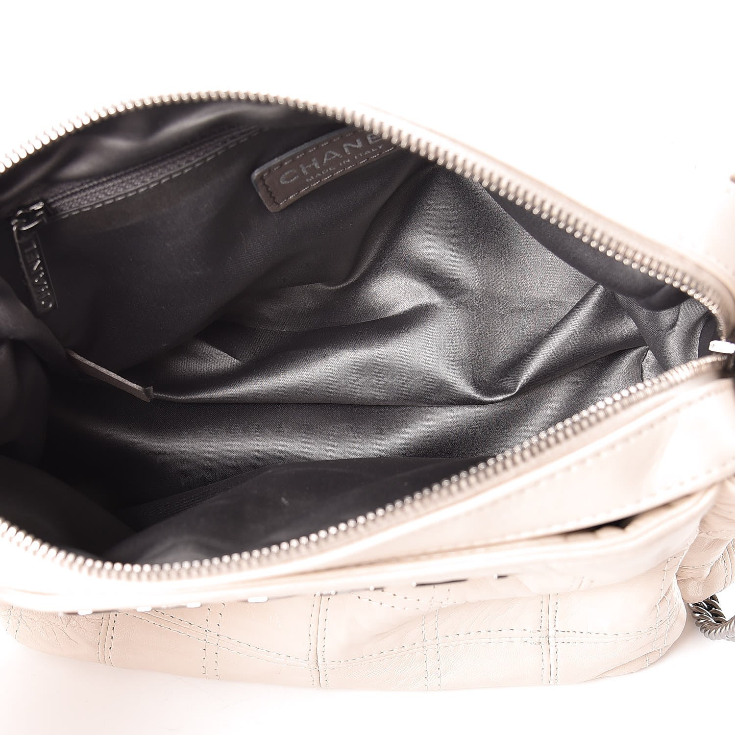 Chanel Lambskin Square Stitched Lax Accordion Hobo White 5 of 15