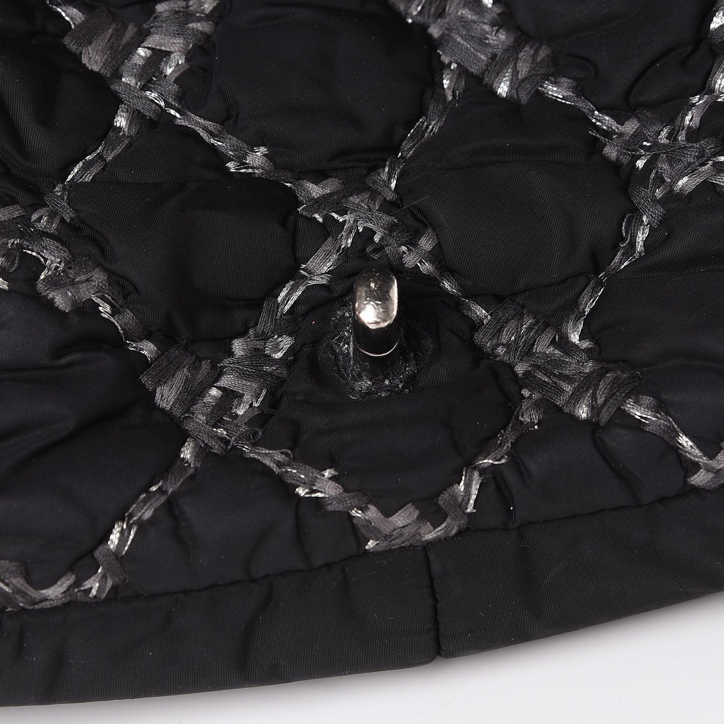 Nylon Quilted Tweed Stitch Medium Bubble Flap Black