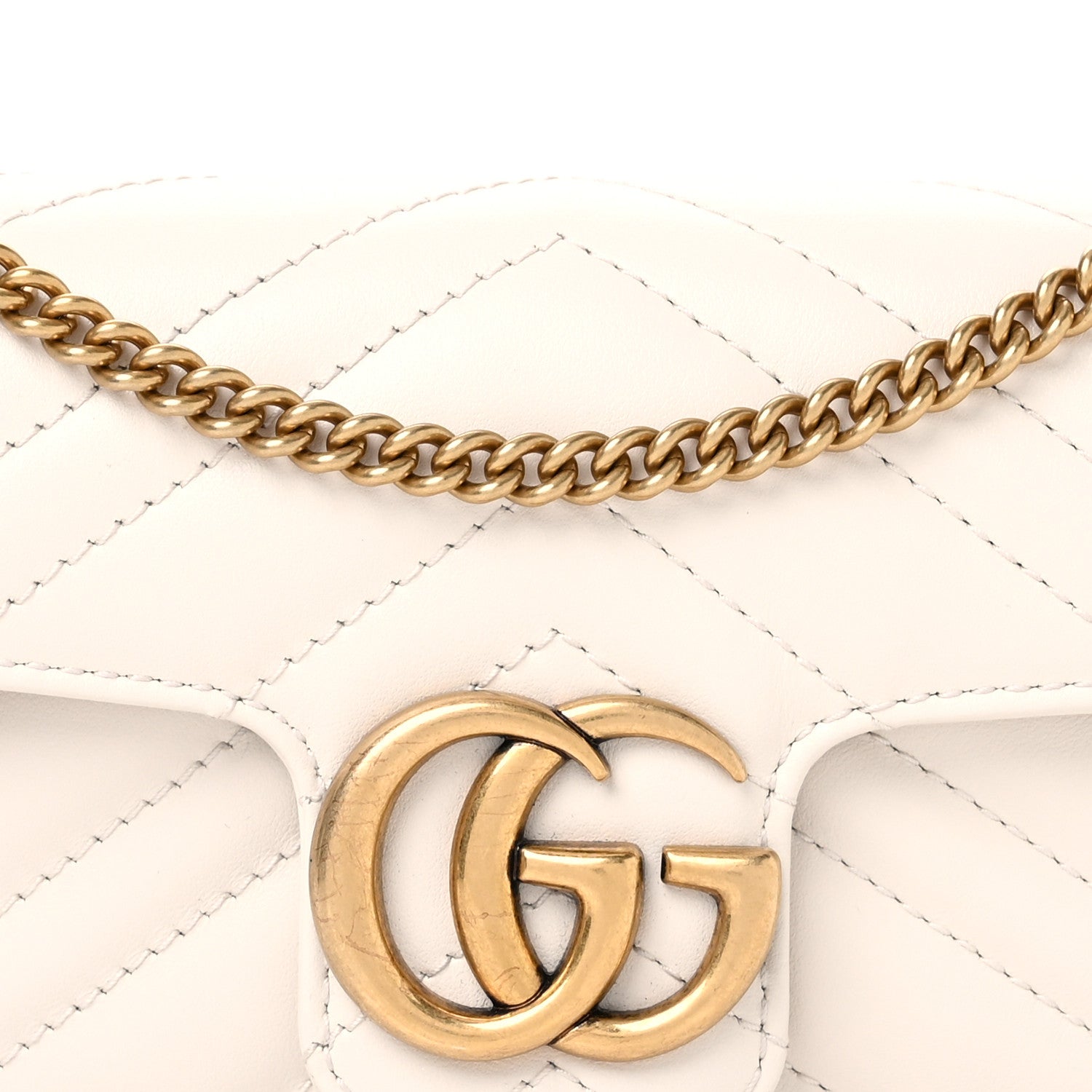 Gucci Calfskin Matelasse Super Mini GG Marmont Shoulder Bag White 8 of 10