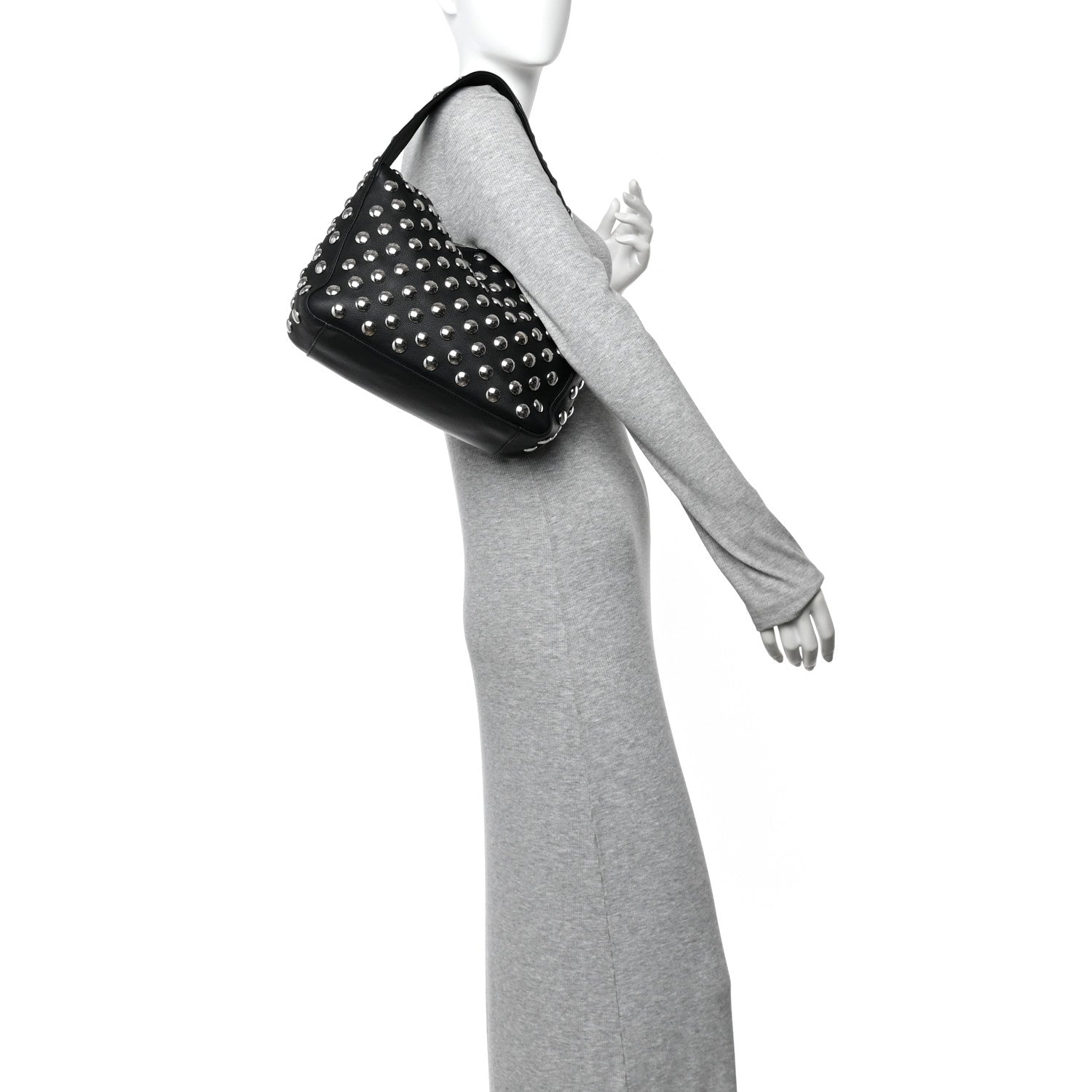 Khaite Pebbled Sport Calfskin Studded Elena Black 2 of 9