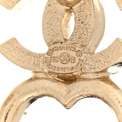 Chanel Metal Crystal CC Heart Drop Earrings Gold 4 of 5