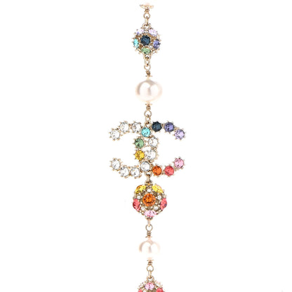 Chanel Pearl Crystal CC Long Strand Necklace Gold Multicolor 4 of 7