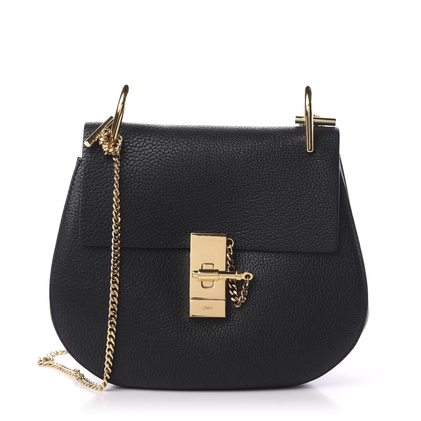 Grained Lambskin Drew Shoulder Bag Black