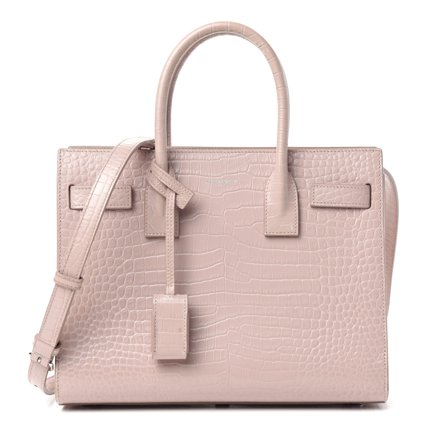 Saint Laurent Calfskin Crocodile Embossed Baby Sac De Jour Rose Antic 1 of 9
