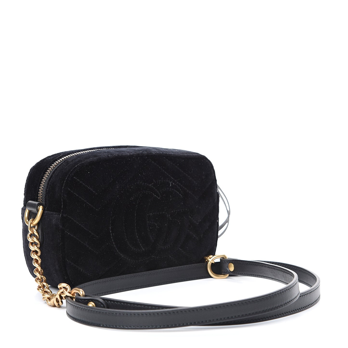 Velvet Matelasse Marquise Crystals Mini GG Marmont Chain Shoulder Bag Black