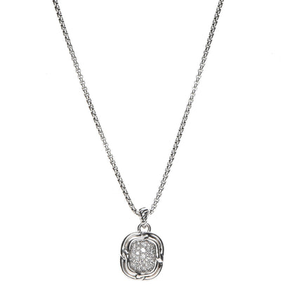 David Yurman Sterling Silver Diamond 10mm Labyrinth Pendant Necklace 1 of 6