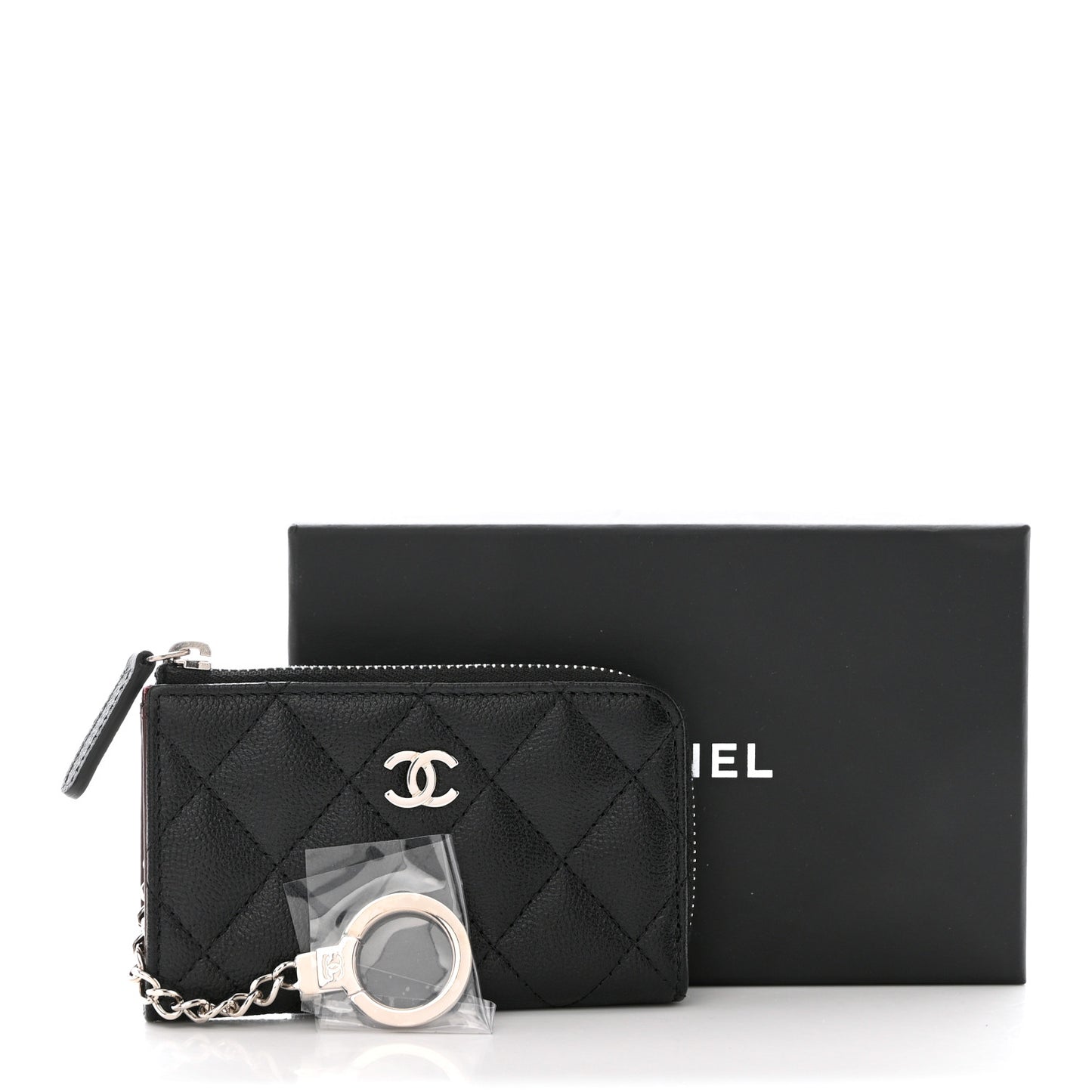 Caviar Quilted Key Holder Case Black