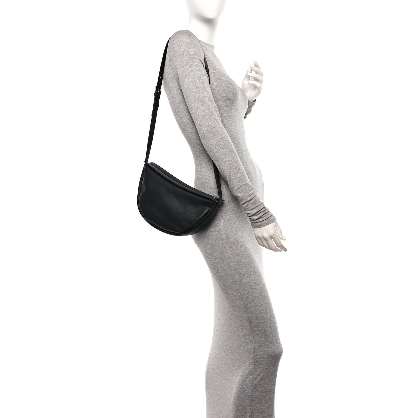 Soft Calfskin Moon Sling Bag Black